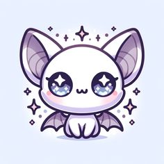 a cute little bat with big eyes and stars around it