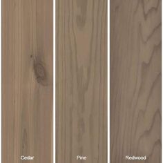 four different types of wood with the names cedar, pine, redwood and redwood