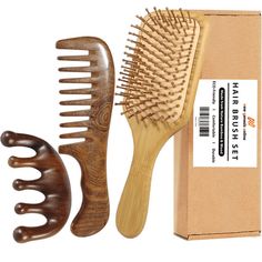 Bamboo Brush & Hard Wood Combs Our Bamboo hair brush are made from bamboo and natural rubber, it is plastic free. Bamboo or wood hair brush are a popular option for those looking to enhance the look and health of their hair on a daily basis. Bamboo or wooden hair brush will help You achieve the healthy, shiny, voluminous hair that You dream of, by minimizing any pulling, breakage, static or frizz, promoting shine and strength, while treating your scalp and stimulating healthy growth. The round t Bamboo Scalp Massager, Wooden Brush Hair, Wood Hair Brush, Hairstyle Tools, Treat Dandruff, Bamboo Hair Brush, Wooden Hair Brush, Curly Hair Brush, Scalp Brushing