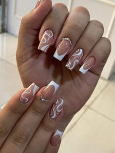 Damen- & Herrenbekleidung, Online Mode Shop | SHEIN Coffin French, China Nails, Cute Simple Nails, Nail Art Set, Acrylic Nails Coffin, False Nail