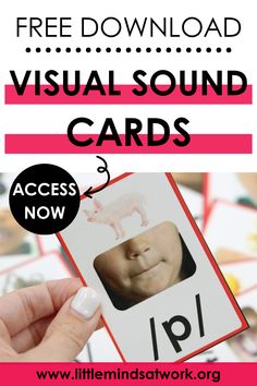 a hand holding up a card with the words visual sound cards on it and an image of