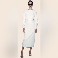 Questions? Leave A Comment Below! Zara Long Sleeve Midi Dress For Formal Occasions, Zara Long Sleeve Formal Midi Dress, Zara White Midi Dress For Work, Zara Formal Long Sleeve Midi Dress, Elegant Long Sleeve Midi Dress By Zara, Elegant Long Sleeve Zara Midi Dress, Winter White Formal Midi Dress, Zara Sheath Midi Dress For Formal Occasions, White Zara Midi Dress For Formal Occasions