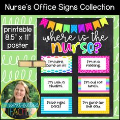 the nurse's office signs collection is available for teachers to use in their classroom