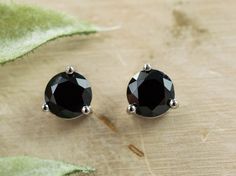 Black Spinel Earrings; Genuine Untreated Thailand Spinel; 2.270cts - Mark Oliver Gems Black Diamond Cut Round Earrings, Classic Black Diamond-cut Earrings, Classic Black Diamond Cut Earrings, Black Round Brilliant Cut Earrings, Spinel Earrings, Black Diamonds, Black Spinel, Price Tags, Blue Zircon