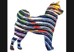 a dog made out of magazines on a white background