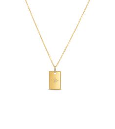 Diamond North Star Rectangle Necklace - 14K  - Olive & Chain Fine Jewelry Rectangle Necklace, Gold Satin, North Star, Satin Finish, Timeless Pieces, Everyday Look, Charm Pendant, Yellow Gold, Satin