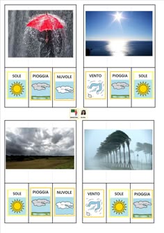 the four pictures show different types of weather