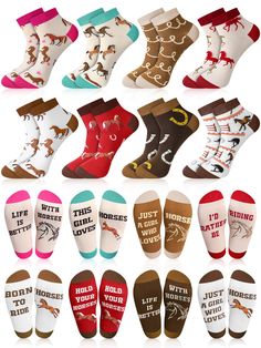 PRICES MAY VARY. Enough for Your Needs: you will receive 8 pairs of horse ankle socks, coming in classic colors, sufficient quantity to satisfy your daily use and gift ideas, can be shared with your friends or family One Size Fit Most: our cute animal socks are suitable for women size 5-10, adoptable for most women and girls to wear, delicate and cute, suitable for riders, horse lovers and horse enthusiasts Reliable Material: these horse ankle socks for women are made of 80% combed cotton, 17% n Horse Socks, Prayer Gifts, Animal Socks, Funny Gifts For Women, Christmas Horses, Cowgirl And Horse, Equestrian Gifts, Funny Horse, Sock Animals