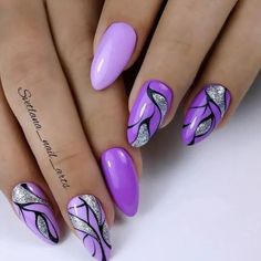 Purple Nail Art, Lilac Nails, Beauty Hacks Nails, Gel Nail Art Designs, Lavender Nails, Nail Art For Beginners, Fancy Nails Designs, Nail Art Ombre, Gel Nail Designs