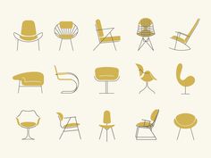 the different types of chairs are shown here