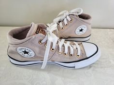 Converse Chuck Taylor All Star Hi Top Rose Gold Size 6.5 Please view and zoom all pictures for condition.  Pre owned and have a few "dings" overall nice! Hi Top, Converse Chuck Taylor All Star, Chuck Taylor All Star, Converse Chuck, Chuck Taylor, Chuck Taylors, All Star, Athletic Shoes, Converse