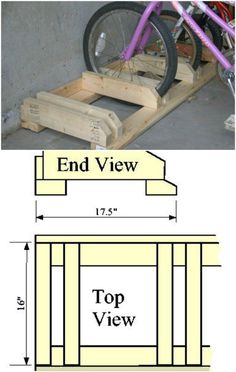 the top view and bottom view of a bike rack with two bikes on it's sides