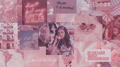 a collage of photos with pink and purple colors, including pictures from the movie mean me i love you