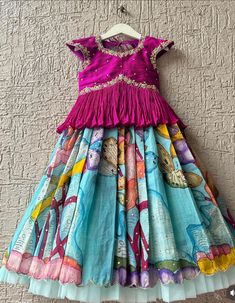 Kids Lehangas Designs Latest, Kalamkari Lehenga, Pattu Pavada, Kids Blouse Designs