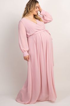 Light Pink Chiffon Long Sleeve Pleated Plus Maternity Maxi Dress – PinkBlush Maternity Maxi Dress, Light Pink Dress, Maternity Maxi, Pink Chiffon, Pregnancy Maxi Dress, Pink Blush Maternity, Chiffon Long Sleeve, Plus Size Pregnancy, Maternity Fashion