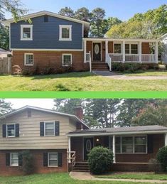 before and after photos of a house in the same color as it appears on this real estate