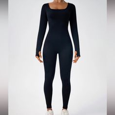 Women's Solid Ribbed Long Sleeve Sports Second-Skin Feel Tight-Fitting Playsuit Jumpsuit, Workout Ribbed Long Sleeve Exercise Sportswear Bodysuits Bodycon Jumpsuit, New Trendy Seamless Jumpsuits One-Piece Yoga Suit Athletic Lounge Wear, Active Bodysuit, One Piece Ladies, Long Outfit, Yoga Jumpsuit, Smart Fit, Body Suits, Yoga Suit, Full Body Suit