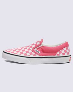 Customs Neon Pink Checkerboard Slip-On Pink Fabric Sneakers With Round Toe, Pink Textile Canvas Shoes With Rubber Sole, Pink Low-top Fabric Sneakers, Pink Slip-on Canvas Shoes With Vulcanized Sole, Pink Slip-on Canvas Shoes With Rubber Sole, Textile Canvas Shoes With Round Toe For Skateboarding, Pink Checkerboard, Neon Pink, Slip On