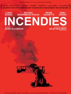 the movie poster for incendies, which features a man kneeling down in front of a