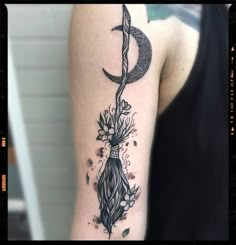 witch Witches Broom Tattoo, Broom Tattoo, Sewing Tattoos, Nature Tattoo Ideas, Magnolia Tattoo, Egyptian Tattoo Sleeve, Cool Nature