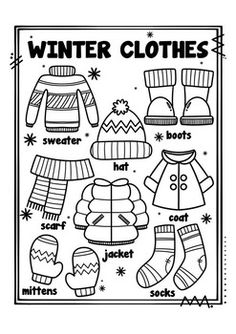 winter clothes worksheet for kids