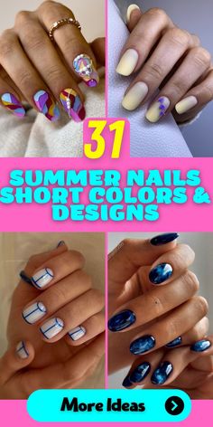 Multi-Color Madness: Trending Summer Nail Designs for Short Lengths.Embrace multi-color madness with trending summer nail designs for short lengths. Combine bright, solid colors in fun patterns or color-blocking styles on short almond or square nails for a playful, trendy look. Whether you opt for gel, acrylic, or SNS, these multi-colored nails are sure to be a summer favorite, adding a vibrant touch to any outfit. Short Summer Gel Nails, Summer Nail Color Ideas, Summer Nails Short, Summer Nail Color, Nail Color Ideas, Summer Gel Nails, Nail Color Trends, Short Gel Nails, Nail Polish Art