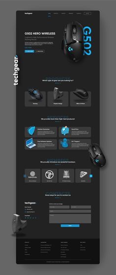 Techgear Landingpage Awesome Dark Theme Landingpage for Computer Gear E-Commerce#webcreations #designstudio #creativeweb #websiteinspiration Gadgets Website Design, Website Design Dark Theme, Computer Website Design, Dark Theme Web Design, Dark Theme Landing Page, Website Theme Ideas, Ecommerce Web Design Layout Inspiration