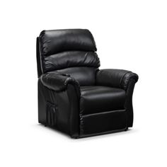 black leather recliner chair on white background