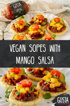 vegan sopes with mango salsa are the perfect appetizer for any mexican meal