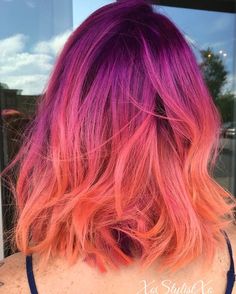 Pink And Orange, Orange, Purple, Hair, Pink