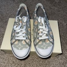 Women’s 7 New Box Included Coach Low-top Sneakers For Spring, Casual White Coach Sneakers, Casual Coach Slip-on Sneakers, Casual Coach Lace-up Sneakers, Trendy Coach Sneakers For Spring, Coach Sneakers, Coach Shoes, Womens Shoes Sneakers, Gray White