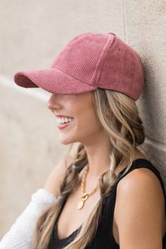 Material: 50% cotton/50% polyester Adjustable Fit Brim Length: 3.25" Overall Height: 6.5" Holiday Graphic Tees, Pink Cap, Black Camel, Usa Outfit, Sweaters And Leggings, Heeled Loafers, Colorful Boho, Ball Cap, The Chic