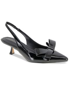 in stock Black Slingback Pumps For Spring, Black Slingback Pumps With Adjustable Straps For Formal Wear, Black Strapped Slingback Pumps For Formal Occasions, Black Slingback Pumps With Straps For Evening, Chic Black Slingback Pumps With Straps, Bow Pumps, Black Pumps, Kitten Heels, Kittens