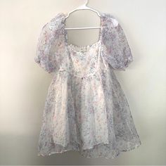 Brand New And Never Worn Sheer Puff Sleeve Mini Dress For Summer, Sheer Mini Dress For Summer Garden Party, White Sheer Dress For Day Out, Spring Sheer Square Neck Dresses, Sheer Mini Dress For Spring Day Out, Blue High Neck Dress, Cocktail Dress Patterns, Francescas Dresses, Navy Blue Lace Dress