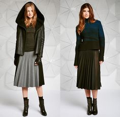 Elie Tahari 2014-2015 Fall Autumn Winter Womens Lookbook Presentation - Jogging Sweatpants Knit Cap Beanie Outerwear Coat Jacket Lace Crochet Sweater Jumper Boots Crop Top Midriff 3D Cutout Furry Ribbed Snake Reptile Multi-Panel Leggings Waffle Quilted Scarf Turtleneck Mohair Skirt Frock Accordion Pleats Sweatshirt Hoodie Dress Zipper Panels Motorcycle Biker Rider - New York Fashion Week NYFW Quilted Scarf, Mohair Skirt, Crochet Sweater Coat, Snake Reptile, Coated Leggings, Crochet Baby Bonnet, Hoodie Sweatshirt Dress, Crochet Poncho Free Pattern