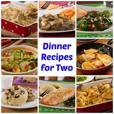 dinner recipes for two are shown here