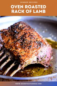 an oven roasted rack of lamb on a plate