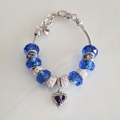 One Of A Kind Pretty Blue & Silver Handmade Bracelet With A Heart & Star Charm & A Charm That Says "I Fall In Love With You Every Day" & Beads. Brand New, Never Worn. Please See All Photos, As They Are Part Of The Description. Blue Jewelry With Heart Charm And Round Beads, Elegant Blue Nickel Free Charm Bracelet, Adjustable Blue Heart Charm Bracelet, Blue Heart-shaped Adjustable Charm Bracelet, Blue Heart-shaped Bracelets For Gifts, Blue Heart-shaped Gift Bracelets, Nickel-free Blue Charm Bracelet For Gift, Adjustable Blue Charm Bracelet With Heart Beads, Adjustable Blue Bracelet With Heart Charm