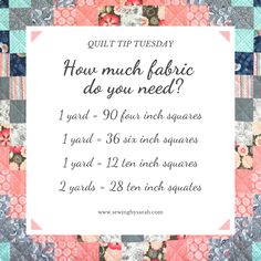 a quilted square with the words how much fabric do you need? on it