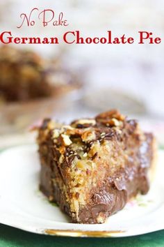 no bake german chocolate pie on a plate