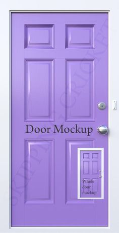 a purple door with the words door mockup on it