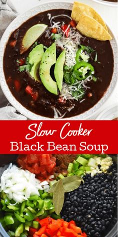 slow cooker black bean soup in a bowl