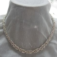 Delicate Graduated Byzantine Necklace Byzantine Style Box Chain Jewelry, Chain Maille Patterns, Byzantine Necklace, Chain Maille, A Necklace, More Information, Pearl Necklace, Chain Necklace, Chain