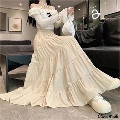 Olivia Mark - High-Waisted Patchwork Cake Dress Summer Long Dress, Skirt Korean, Elegant Ball Gowns, Dress Stylish, Elegant Maxi Dress, Dress Cake, Elegant Cakes, Long Skirts For Women, Elegant Skirt