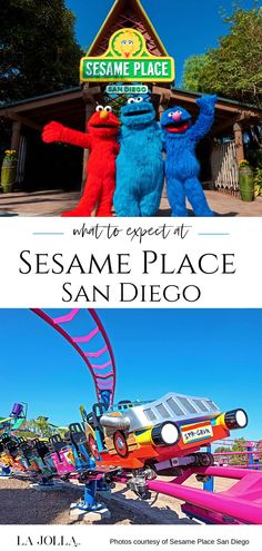 sesame place in san diego with the sesame street sign above it and an advertisement for sesame place