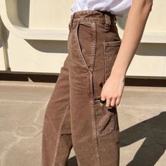 Brand New & Never Been Worn Lisa Says Gah Pants From Free People. Original Price $198. Tags On. Lab Clothes, Pocket Stitching, Khaki Dress Pants, Ll Bean Women, Workwear Pants, Vintage Workwear, Lisa Says Gah, Design Clothes, Brown Pants