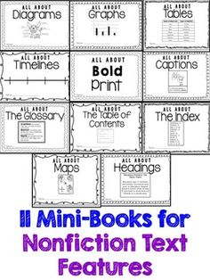 all about me mini books for non fiction text features