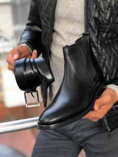 The Aqua Black Chelsea Boots-baagr.myshopify.com-shoes2-BOJONI Chelsea Leather Boots, Black Boots Men, Botas Chelsea, Code Black, Mens Boots Fashion, Mens Leather Boots, Mens Fashion Classy, Black Chelsea Boots, Leather Chelsea Boots