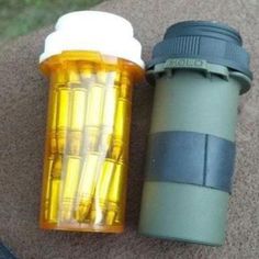 Pill bottle recycled for ammo storage Good idea for ammo, pellets, and many other things. Survival Supplies, Apocalypse Survival, Survival Techniques, Zombie Survival, Prepper Survival, Homestead Survival, Survival Life