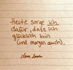 a piece of lined paper with handwriting written in german and english on the left side